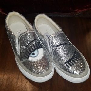 Steve Madden Silver Sparkle Slip-on Sneakers
